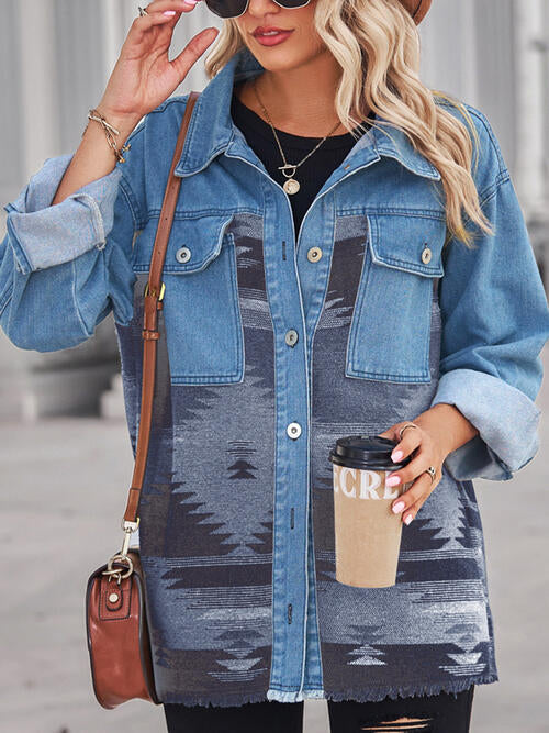 Stilla | Raw Hem Knapper Denim Jakke