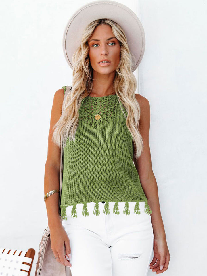 Stilla | Frynse Rund Hals Tank