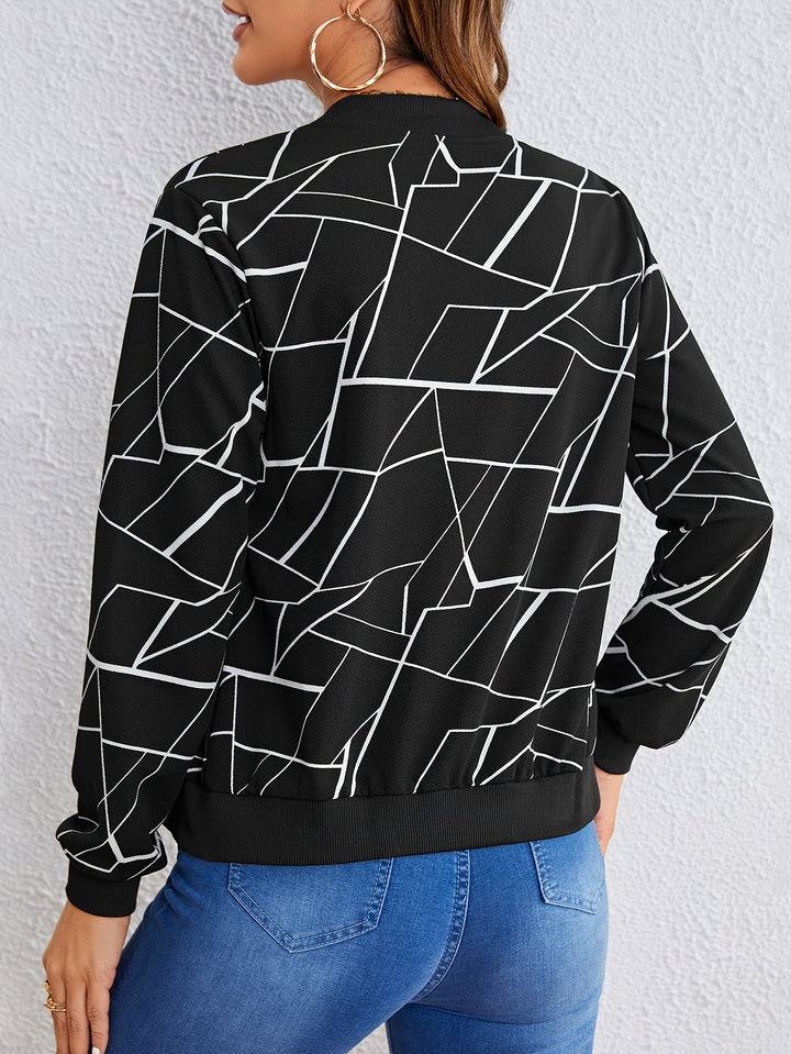 Stilla | Geometrisk Mønstret Zip Jakke