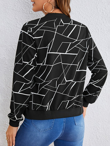 Stilla | Geometrisk Mønstret Zip Jakke
