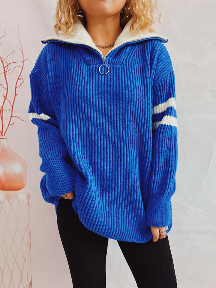 Stilla | To-Farvet Halv Zip Sweater