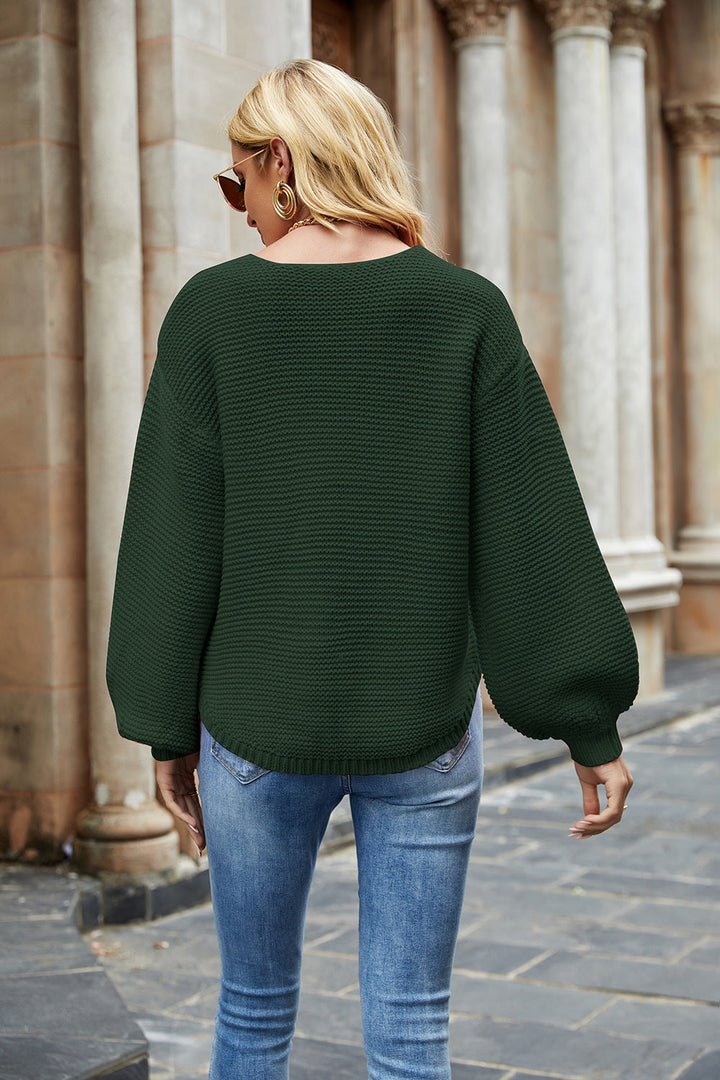 Stilla | V Hals Lanterne Ærme Sweater