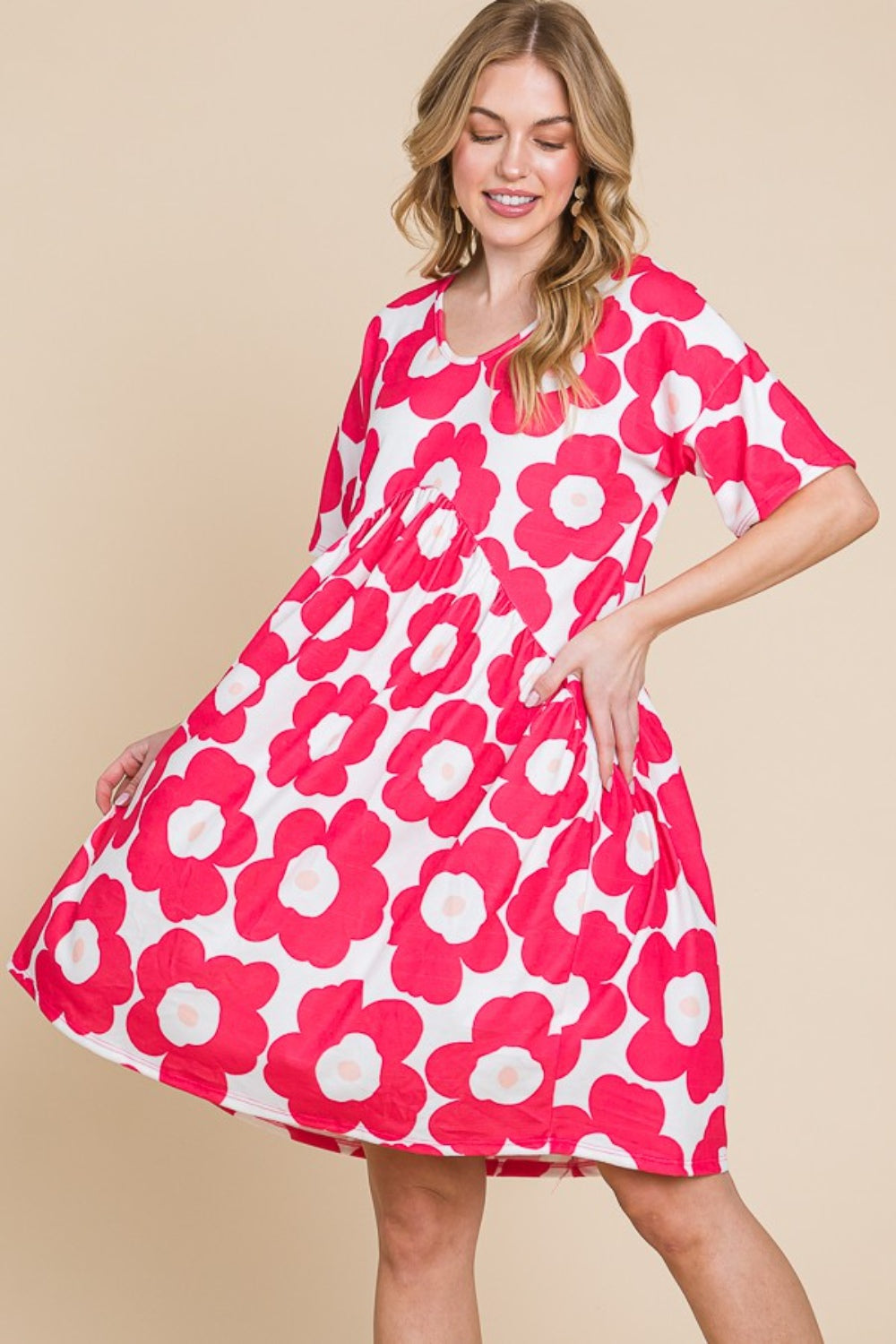 Stilla | Blomstret Print Rynket Kjole