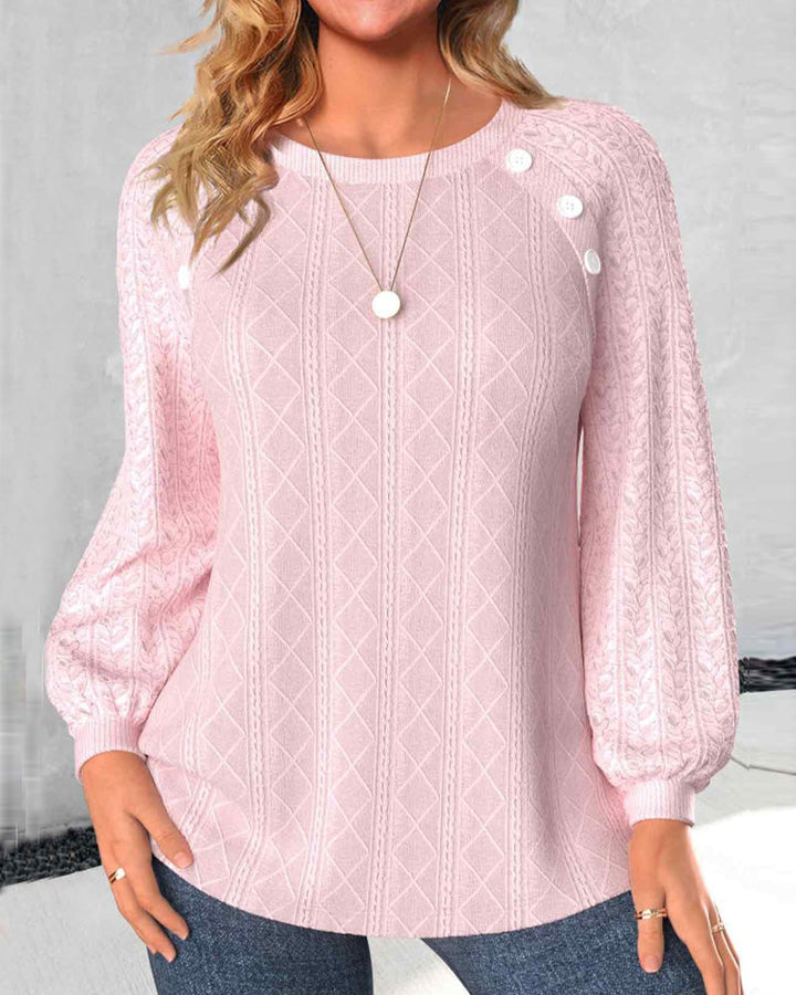 Stilla | Ensfarvet Sweatshirt med knapper