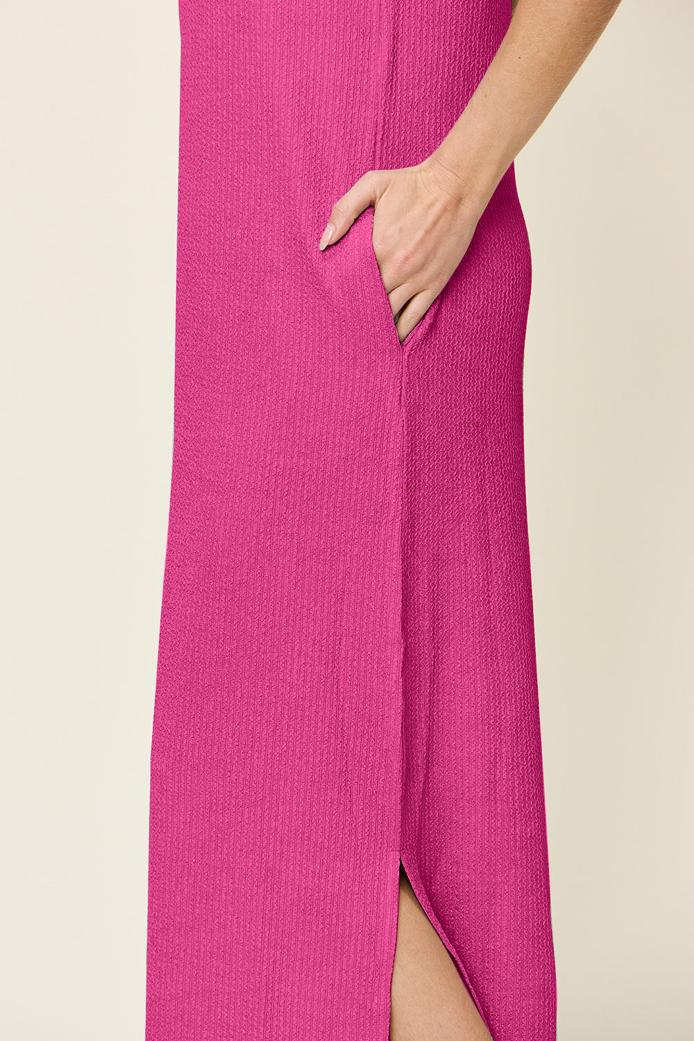 Stilla | Tag Full Size Texture Mock Neck Uden Ærmer Maxi Kjole