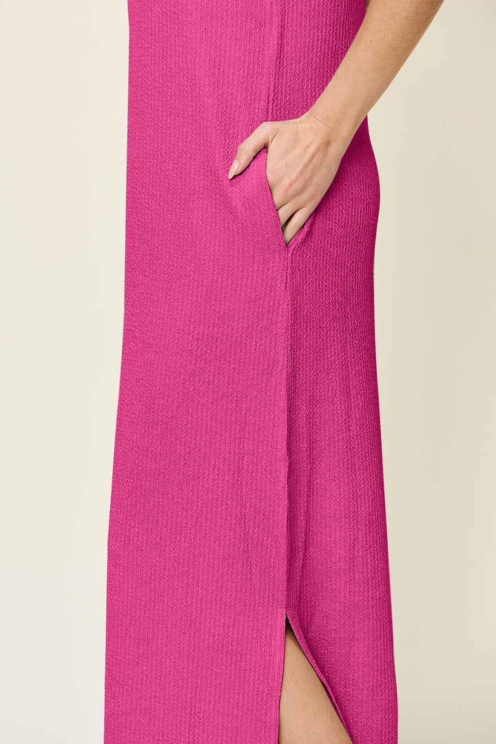 Stilla | Tag Full Size Texture Mock Neck Uden Ærmer Maxi Kjole