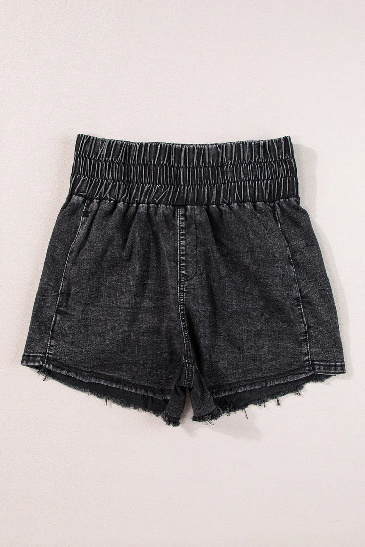 Stilla | Waist Raw Hem Denim Shorts