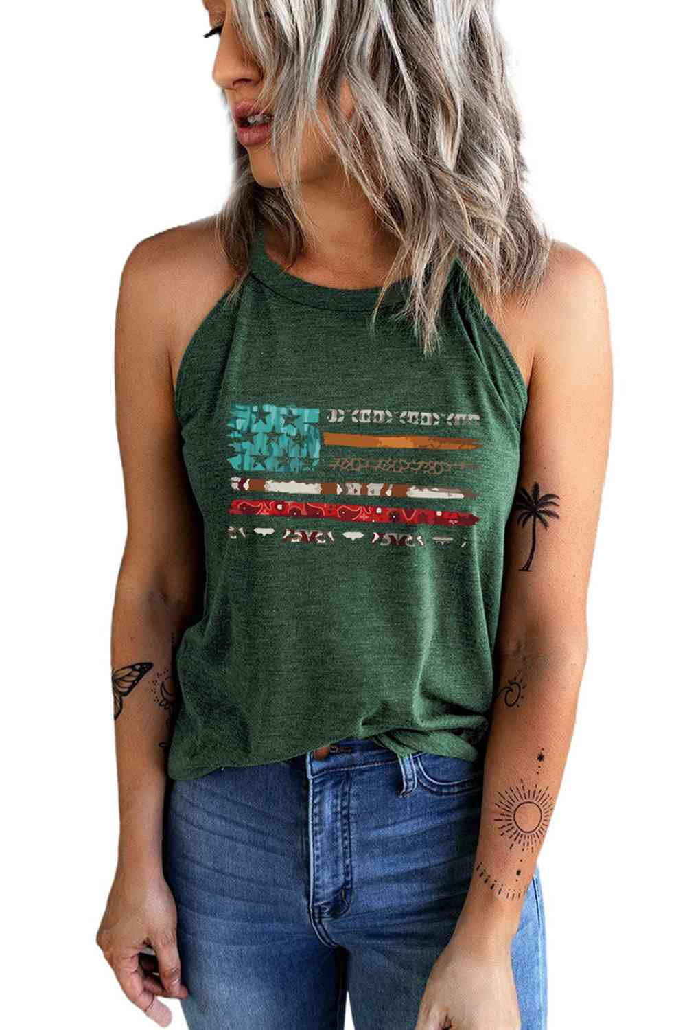 Stilla | Flag Grafisk Rund Hals Tank