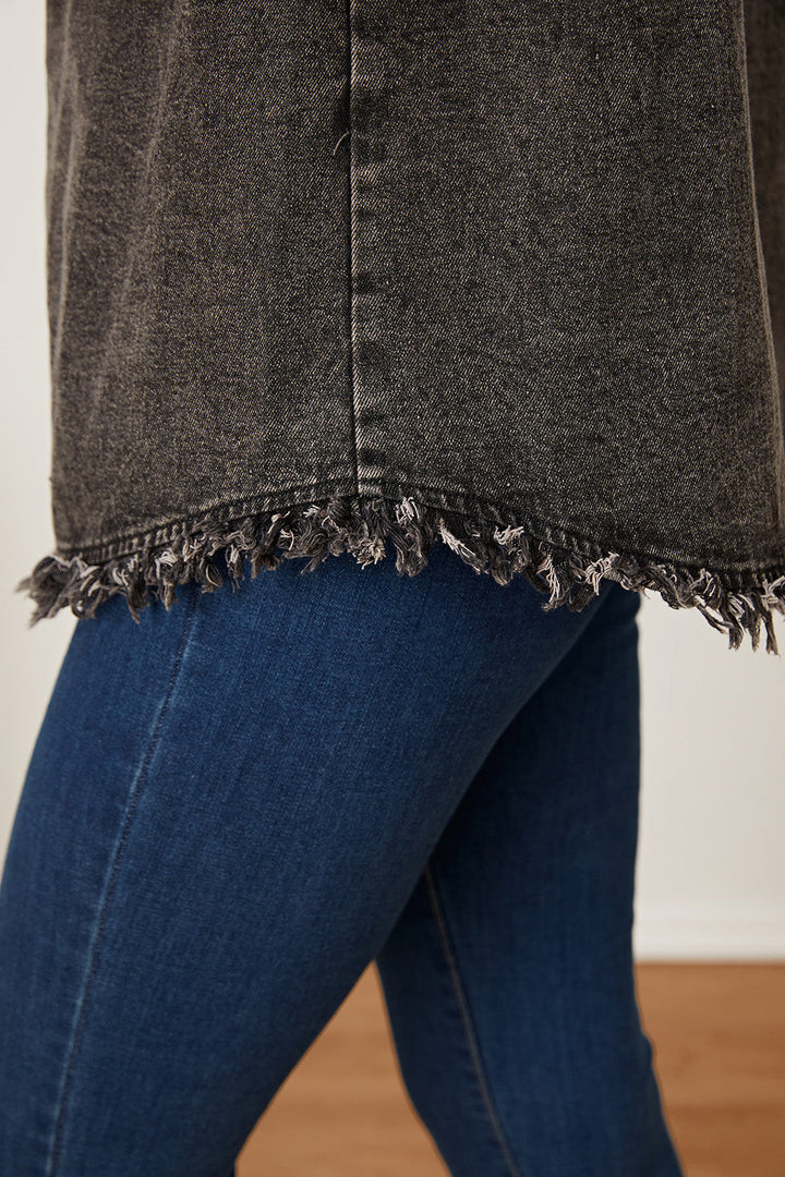 Stilla | Raw Hem Pocketed Denim Jakke