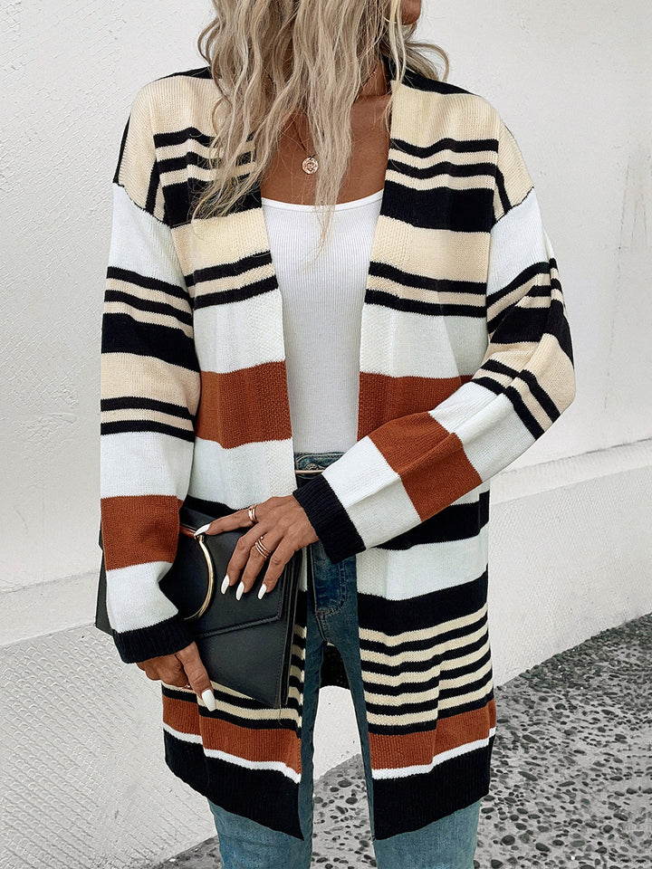 Stilla | Stribet Åben Front Drop Shoulder Cardigan