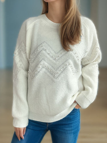 Stilla | Pullover Varm Med Perlepynt