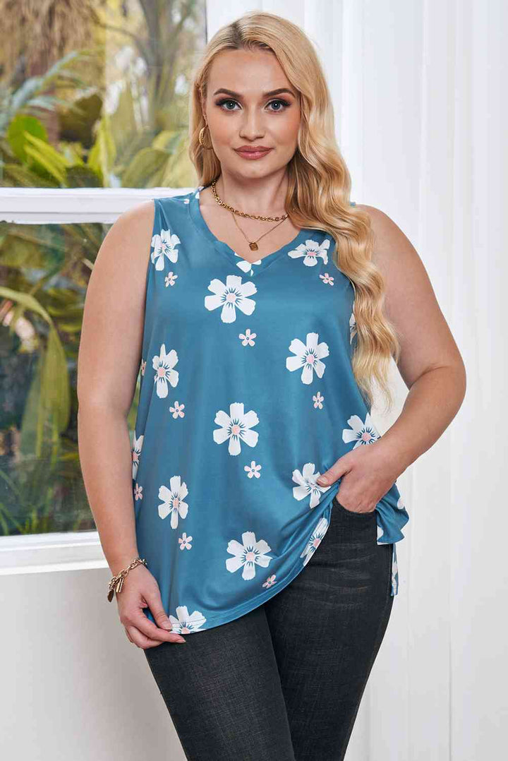 Stilla | Plus Size Printed V-hals Tank