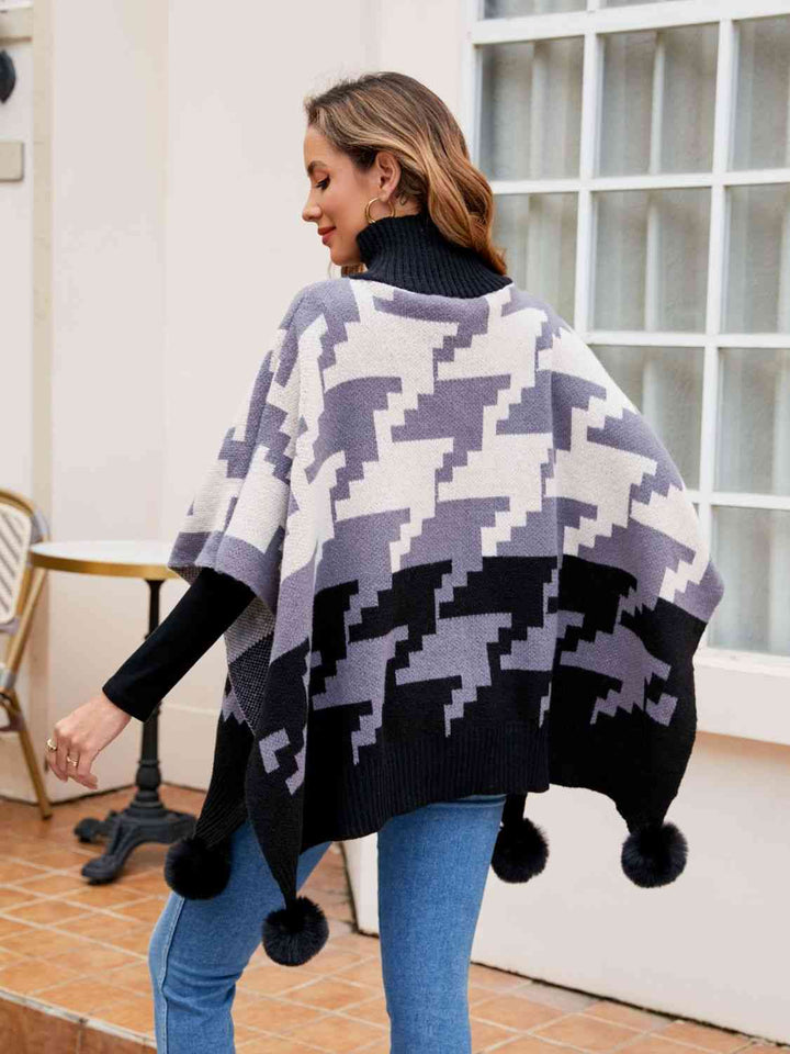 Stilla | Pom-pom Trim Poncho
