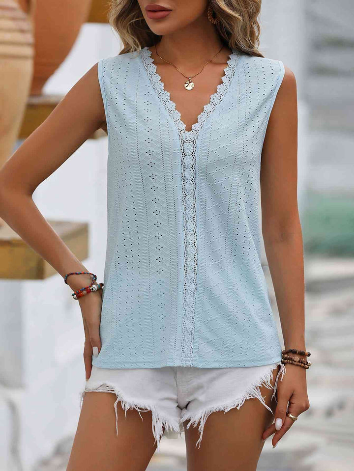 Stilla | Spliced Lace V-hals Udenærmelig Top