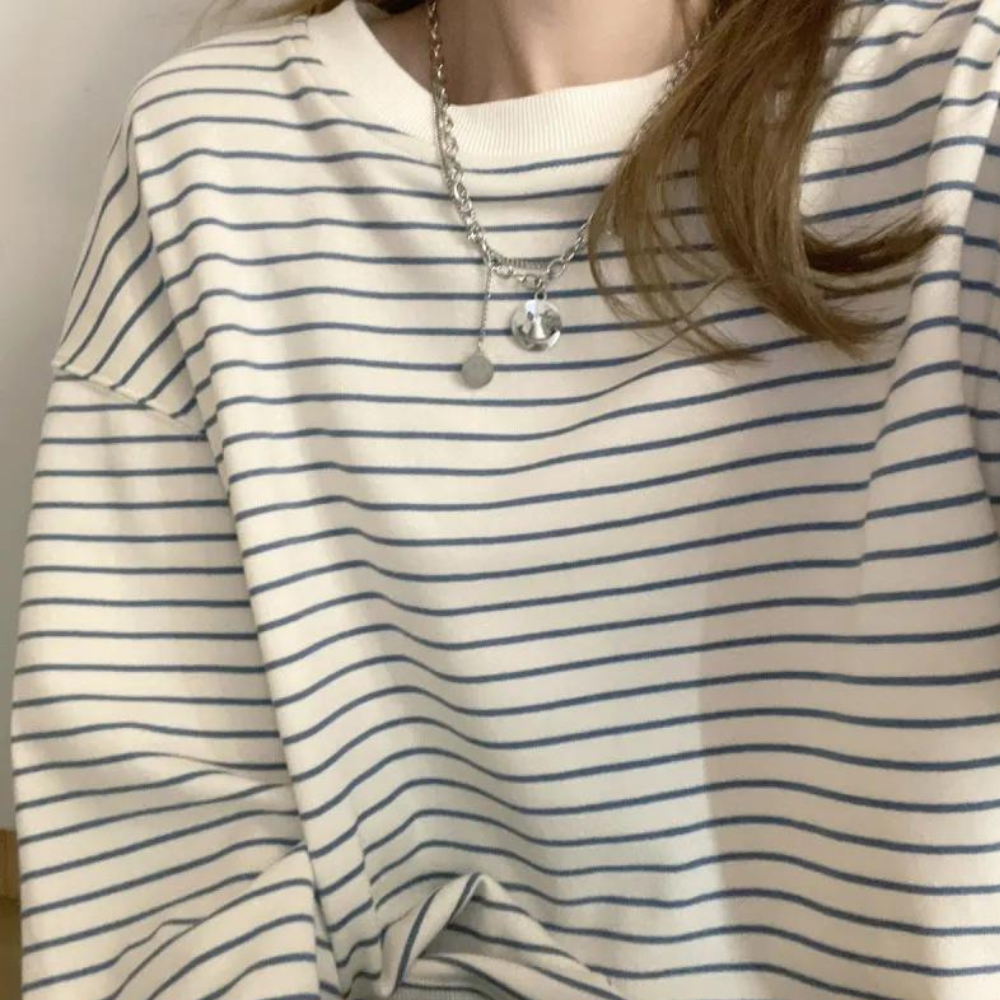 Stilla | Stilfuld Stribet Sweatshirt til Dame