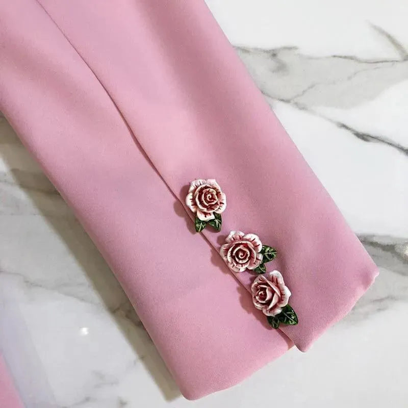 Stilla | Elegant Pink Blazer til kvinder - Almindelig - Ensfarvet
