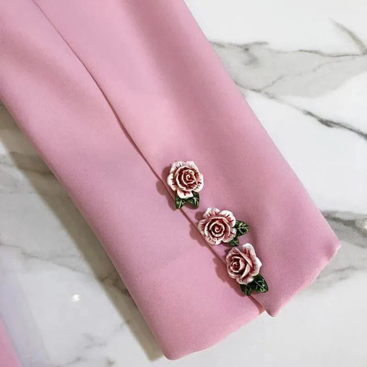 Stilla | Elegant Pink Blazer til kvinder - Almindelig - Ensfarvet