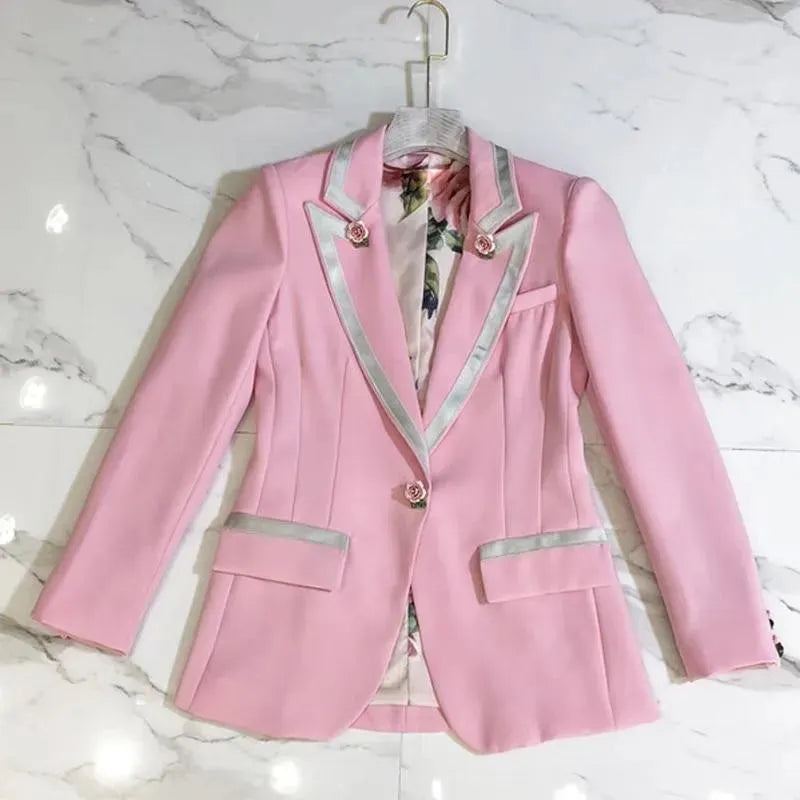 Stilla | Elegant Pink Blazer til kvinder - Almindelig - Ensfarvet
