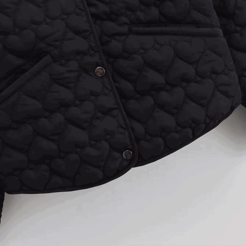 Stilla | Kvinders Vatteret Jakke med Hjerter – Let Puffer med Trykknapper