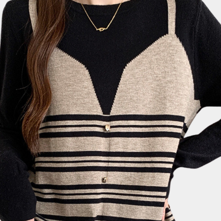 Stilla | Strikket Sweater med Striber til Kvinder