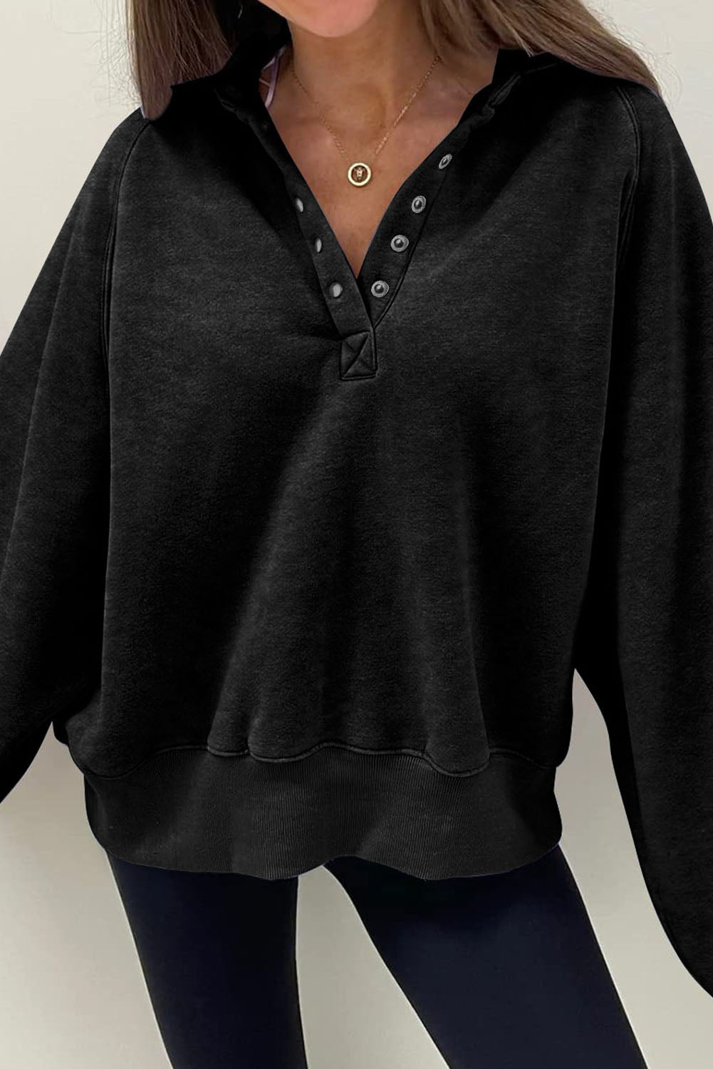 Stilla | Sweatjakke Med Lange Ærmer og Trykknaplukning