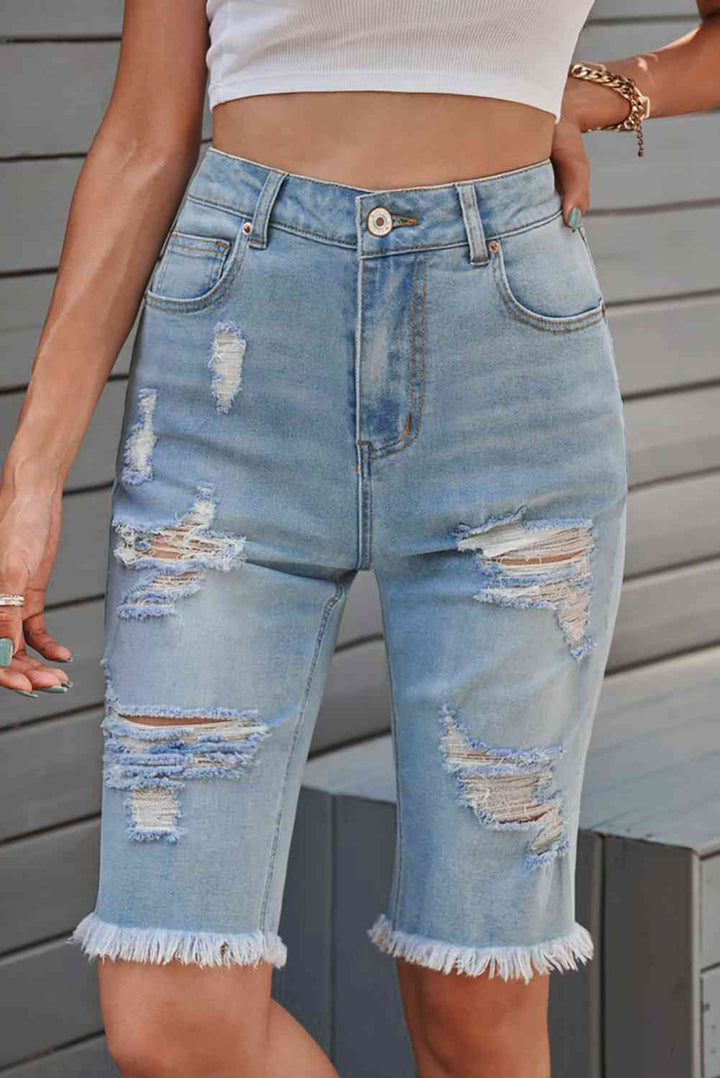 Stilla | Raw Hem Denim Bermuda Shorts