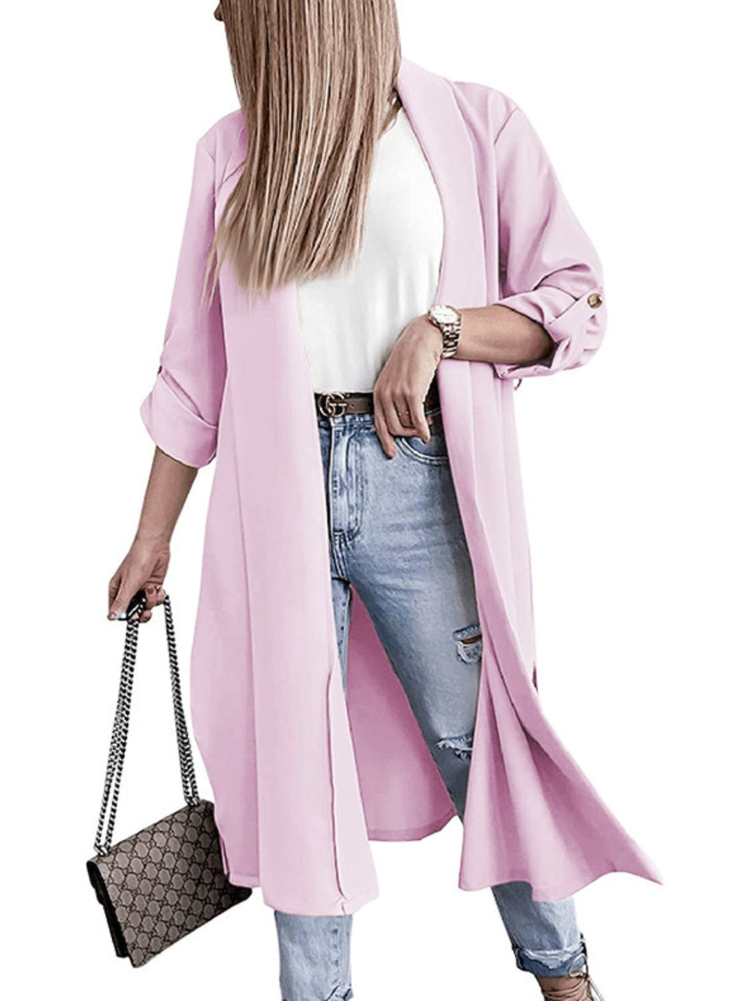 Stilla | Åben Front Rulle-Tab Ærme Trench Coat