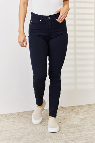 Stilla | Blå Full Size Garment Dyed Tummy Control Skinny Jeans