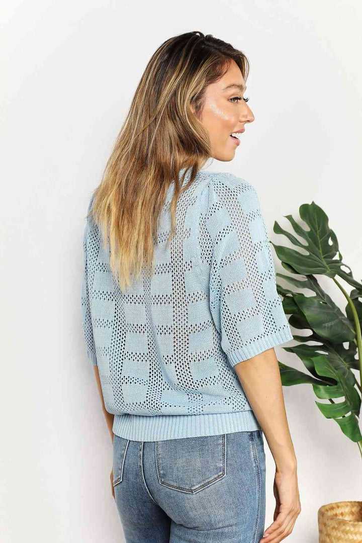 Stilla | Take Ribbet Trim Rund Hals Strik Top