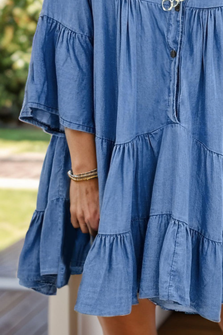 Stilla | Flare Sleeve Denim Dress