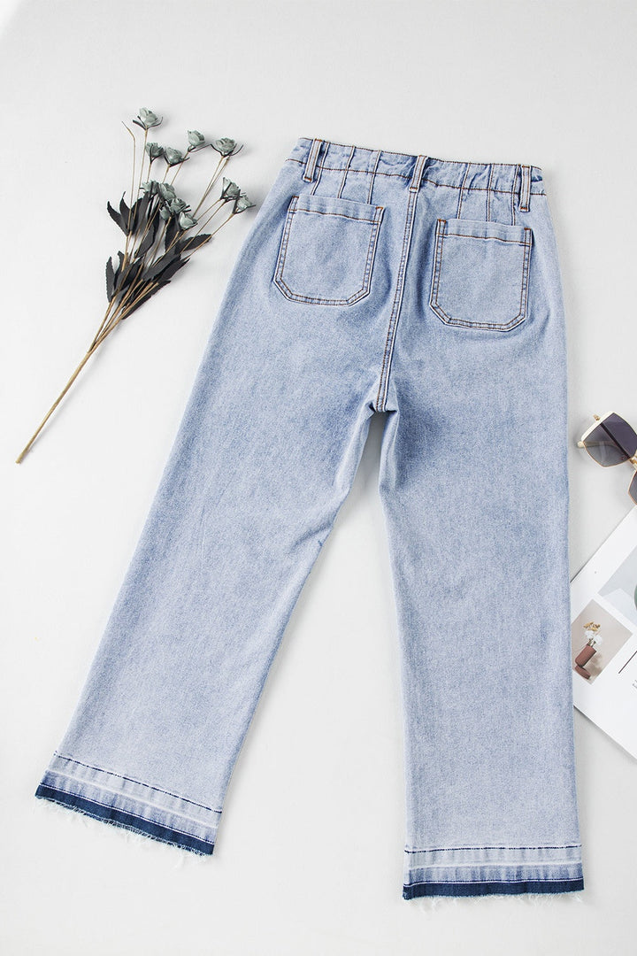 Stilla | Hem Straight Jeans med Lommer