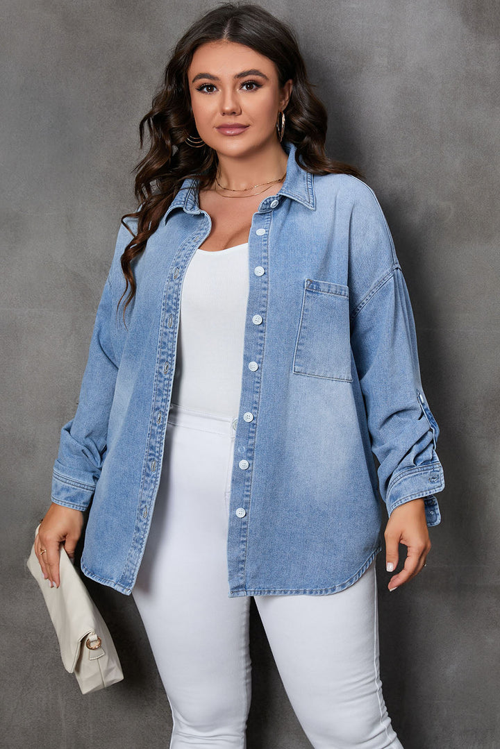 Stilla | Størrelse Knap Op Lommer Denim Top