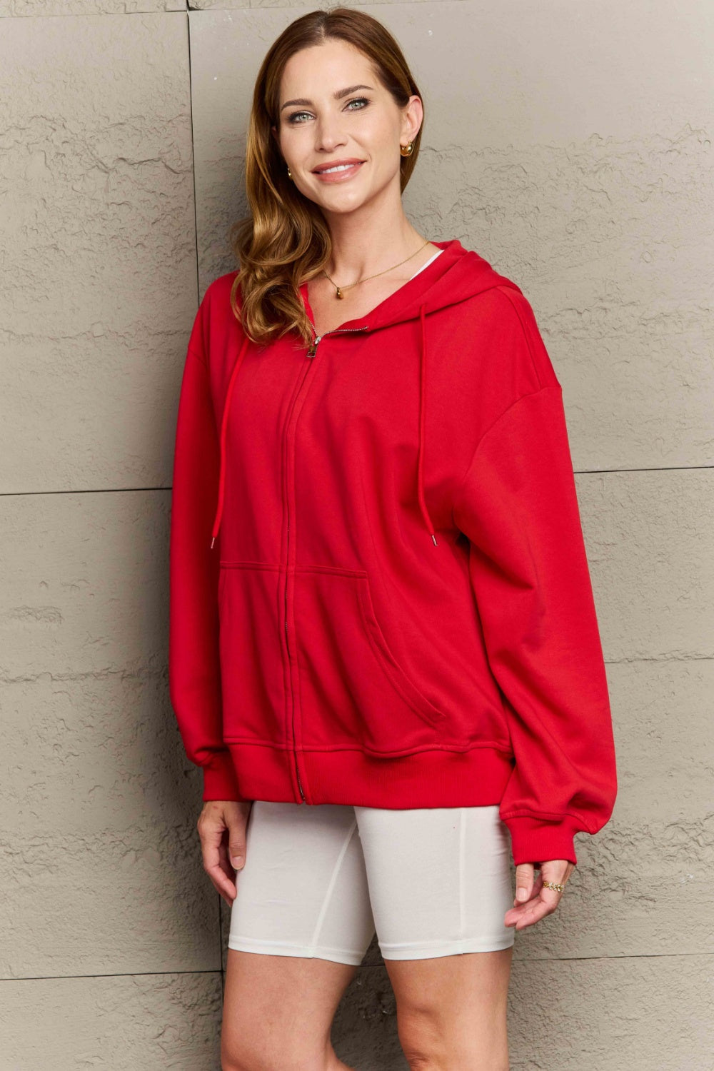 Stilla | Plus Size Zip Up Langærmet Hættetrøje