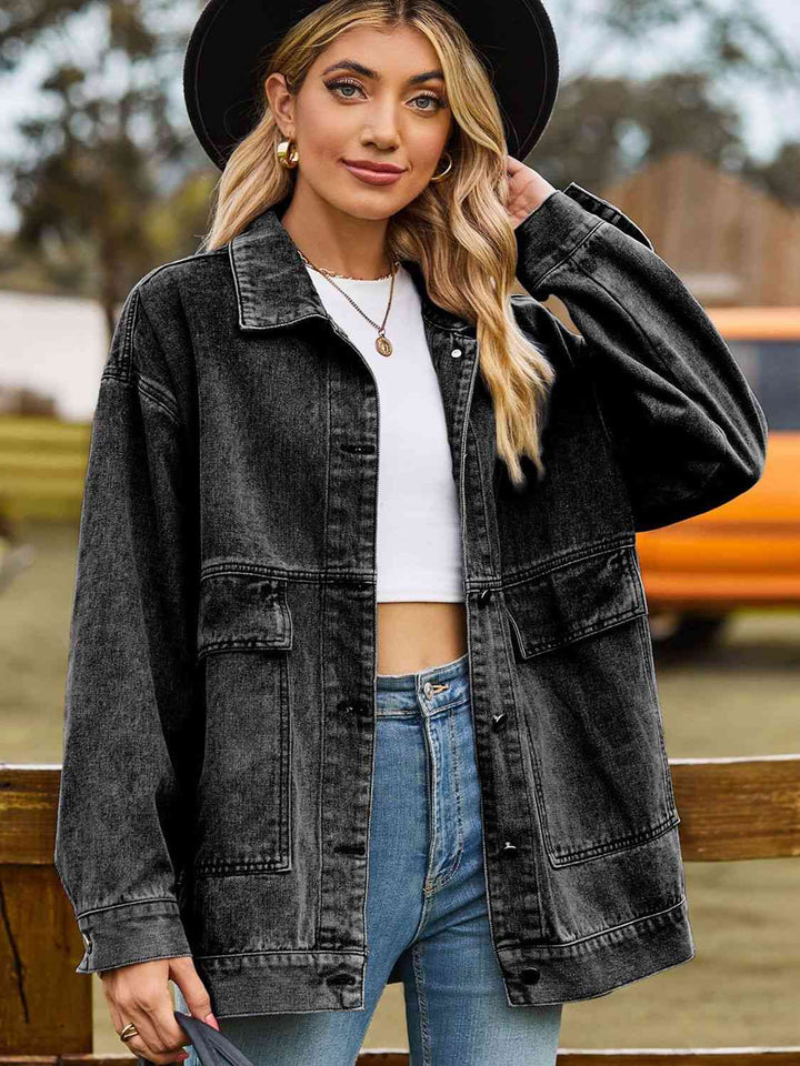 Stilla | Skulder Denim Jakke Med Lommer