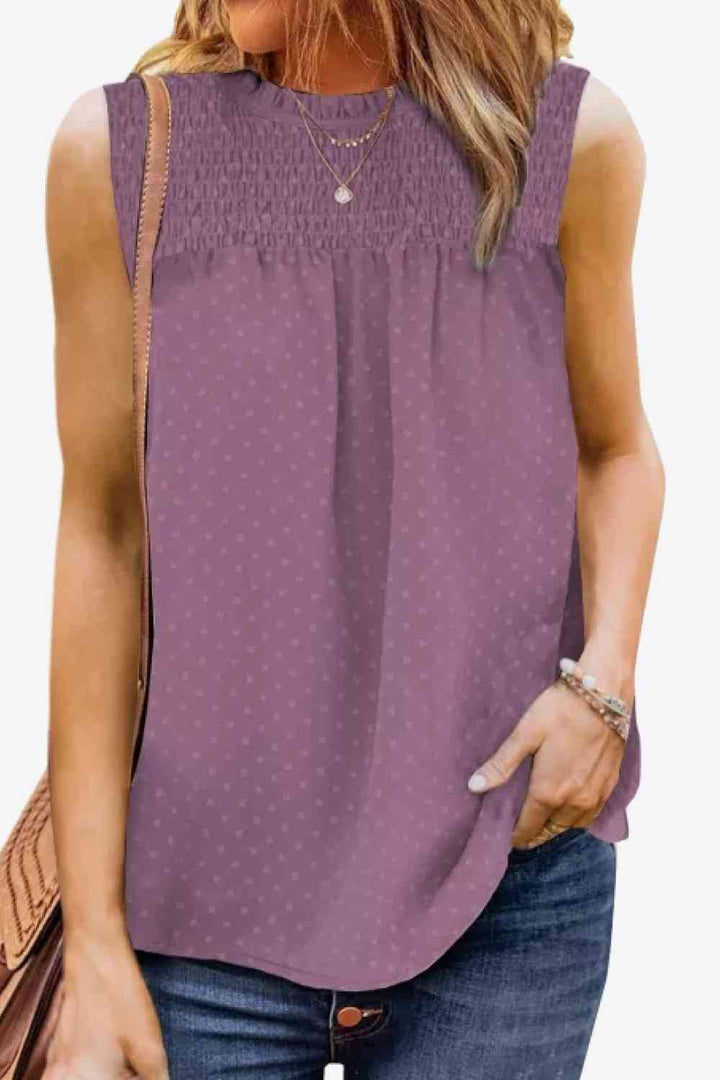 Stilla | Smocked Tie Back Frill Trim Tank
