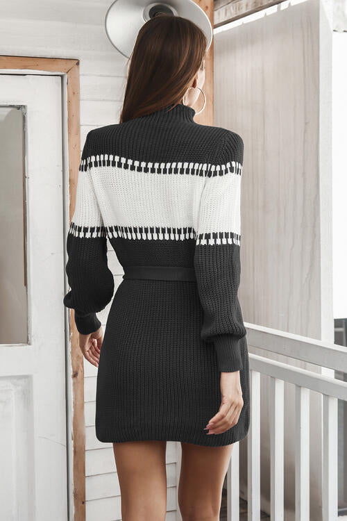 Stilla | Tie Front Langærmet Sweater Kjole