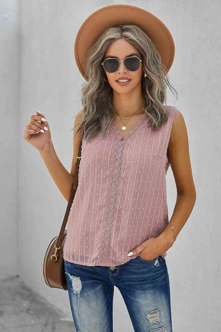 Stilla | Swiss Dot Blonde Detalje Dyk Tank