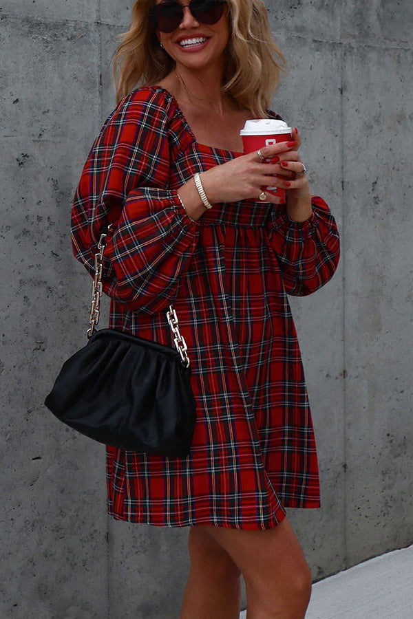 Stilla | A-lovely Time Plaid Babydoll Kjole