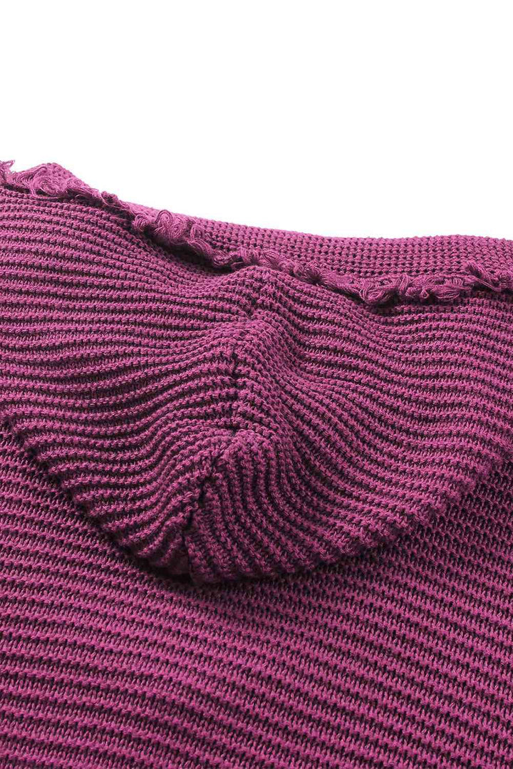 Stilla | Højre Vandret Ribbet Frynse Trim Hætte Sweater