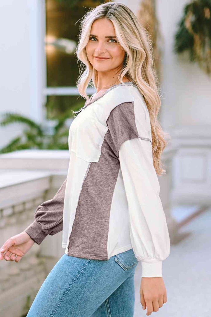 Stilla | Block Exposed Seam Bluse