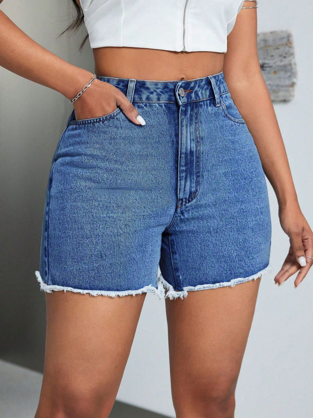 Stilla | Hem Høj Talje Denim Shorts