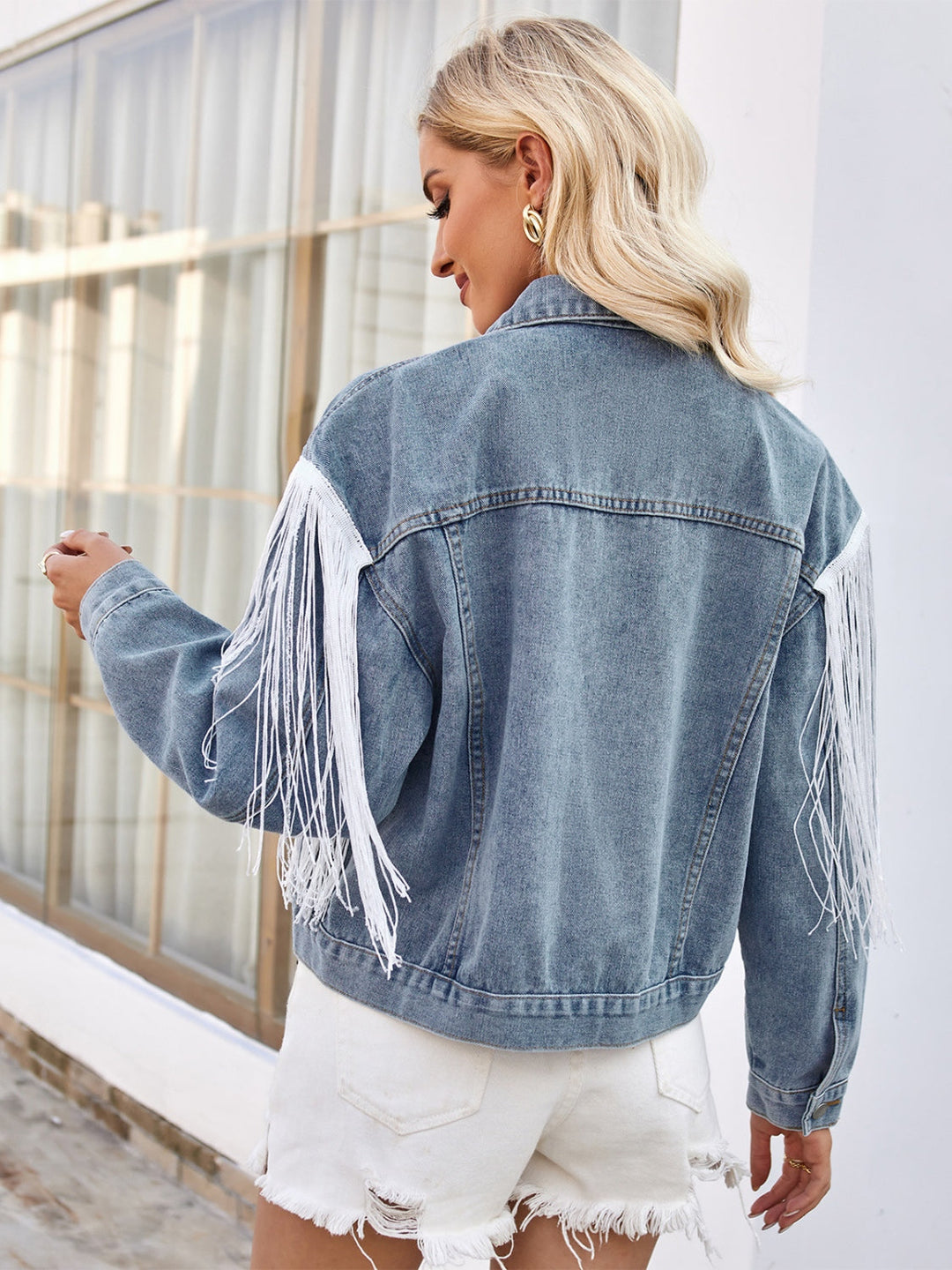 Stilla | Knap-op Sænket Skulder Denim Jakke