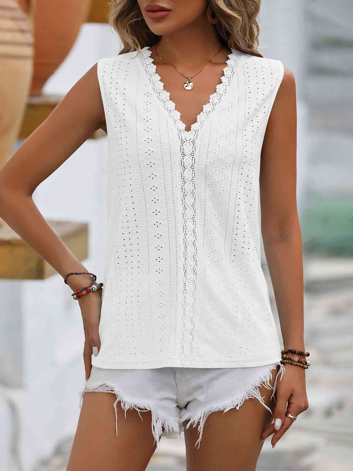 Stilla | Spliced Lace V-hals Udenærmelig Top