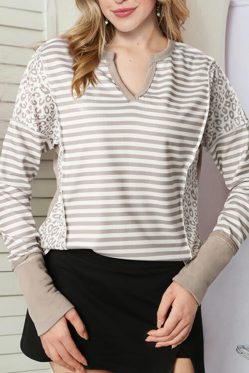 Stilla | Søm Stribet Notch Bluse