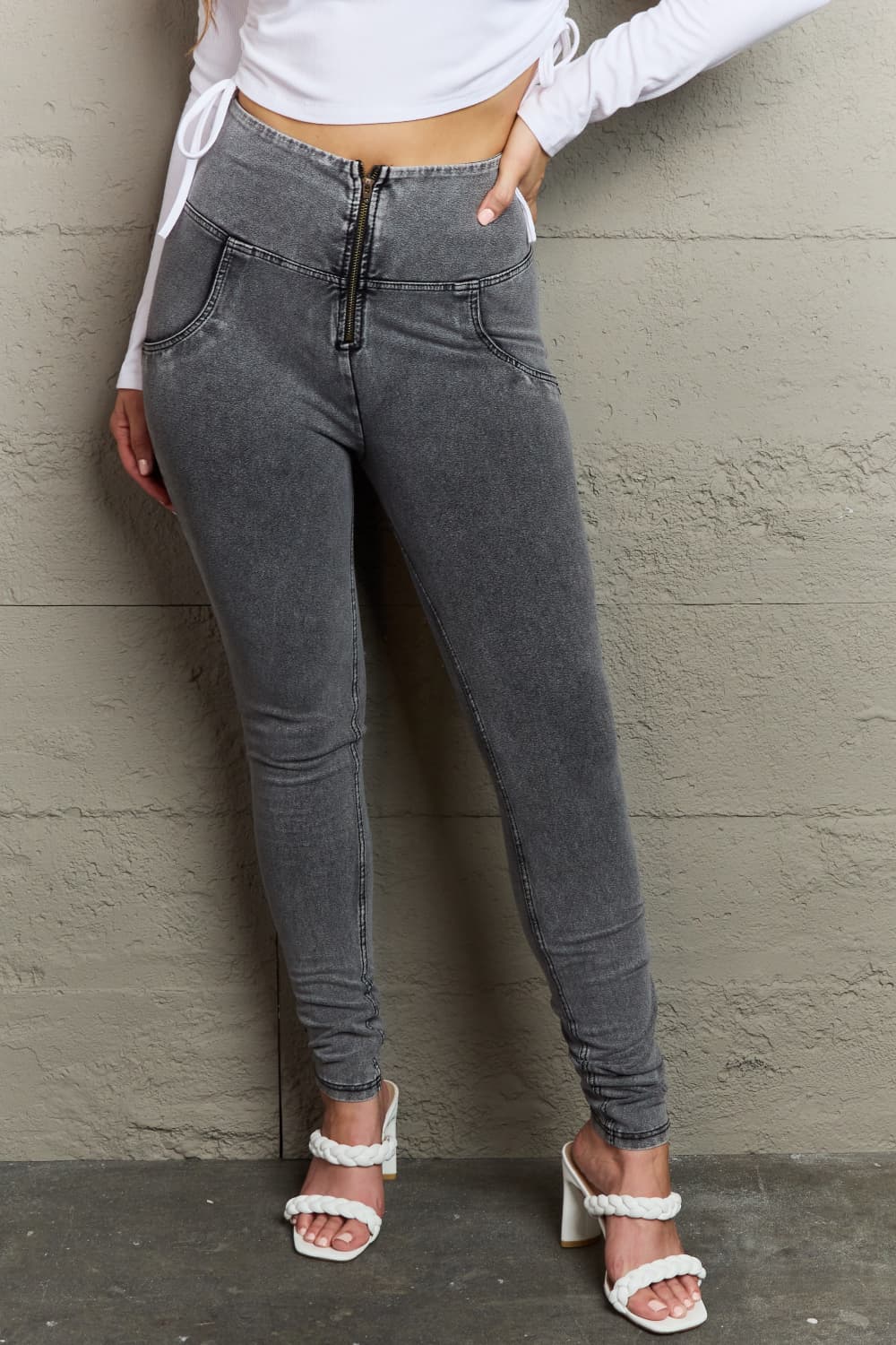 Stilla | Lynlås Lukning Skinny Jeans med Lommer