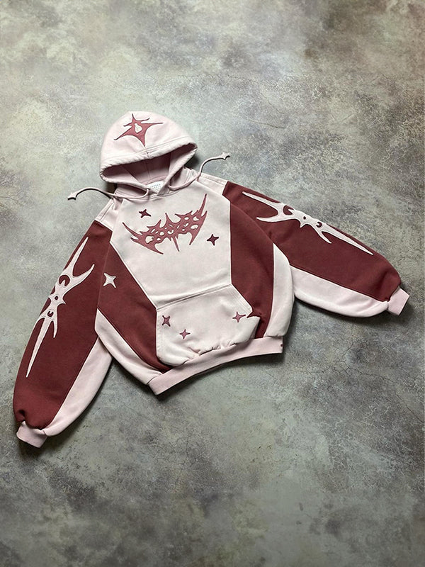 Stilla | Kontrastfarve Bogstaver Oversized Hoodie med Lange Ærmer
