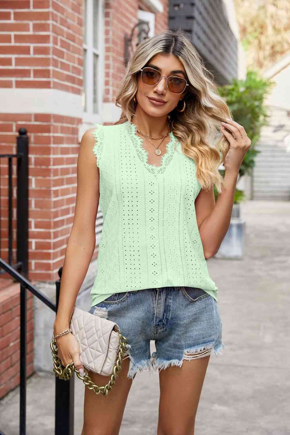 Stilla | Blondekant V-hals Tank
