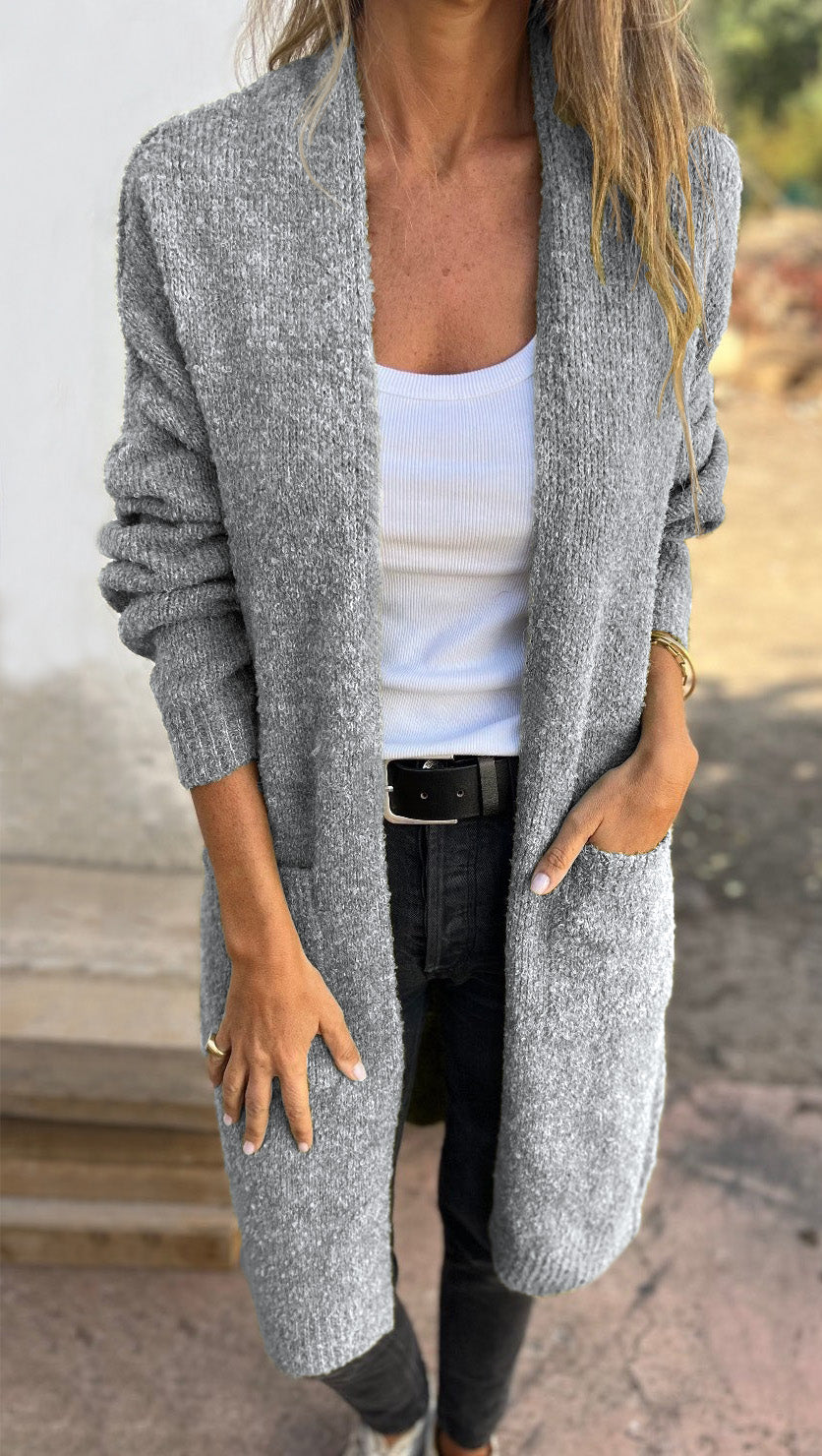 Stilla | Overdimensioneret Langærmet sweater I Strik Med Lommer Til Damer