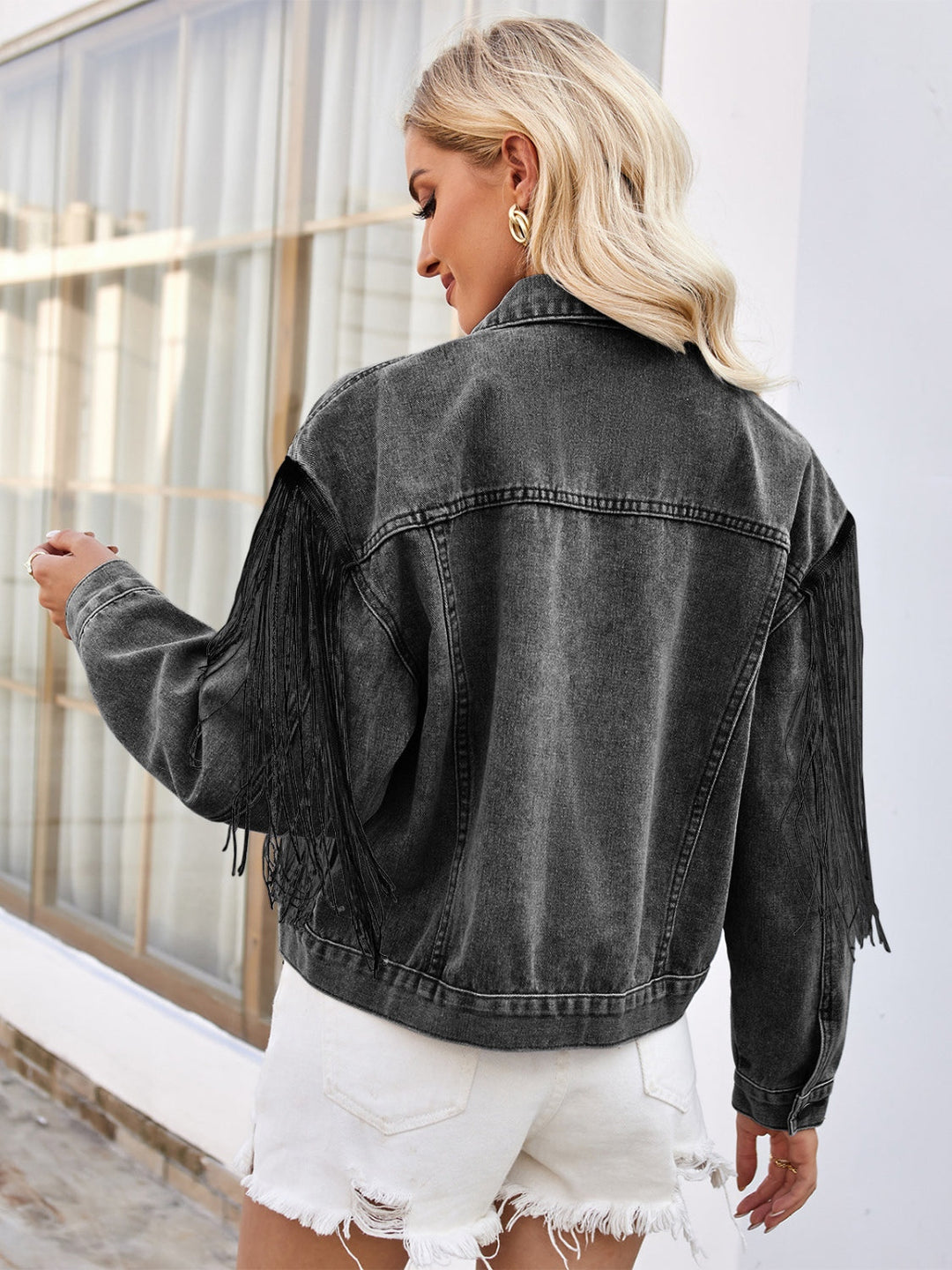 Stilla | Knap-op Sænket Skulder Denim Jakke