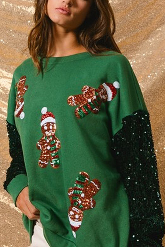 Stilla | Jul Løs Rundhals Pailletter Ærme Sweatshirt